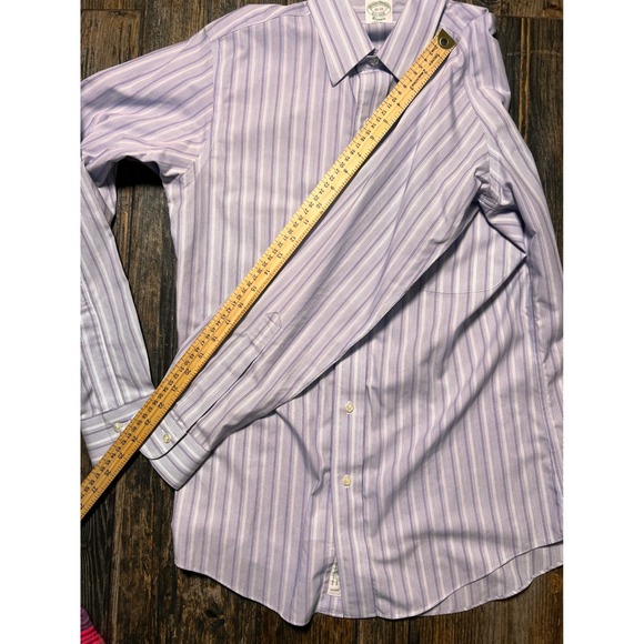 Brooks‎ Brothers Classic Fit Purple Striped Button Down Shirt Men 15\33 Supima - Picture 7 of 8